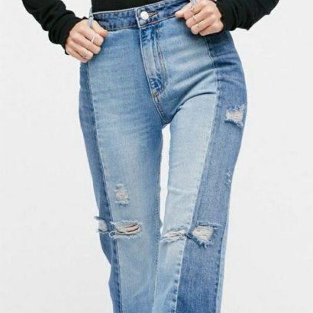 Free people mom jeans colorblock